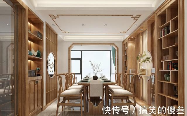 主卧室|130平米新中式风，听了老公的话，餐厅酒柜这样设计，美观又实用