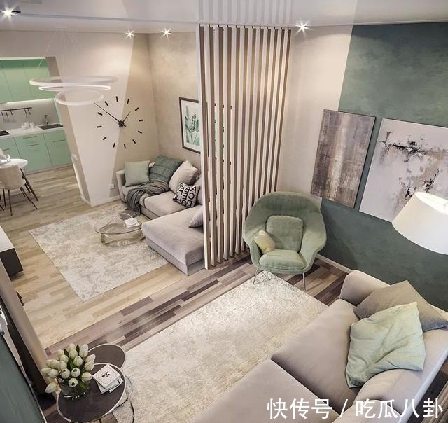 客厅|59平方米的网红设计款小户型，装修效果时尚且清新，非常实用好看