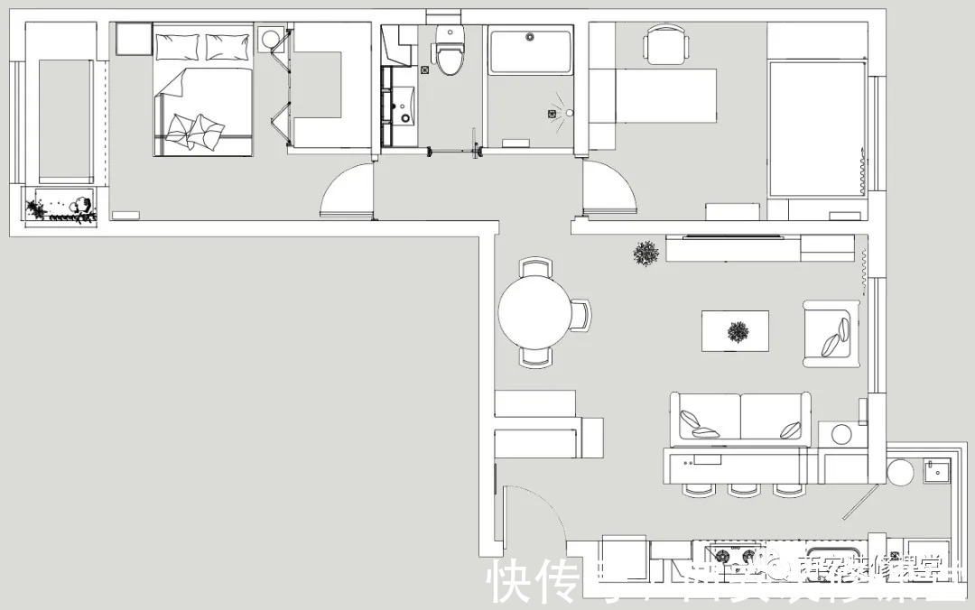水吧台|85㎡两室新家,打造日式婚房
