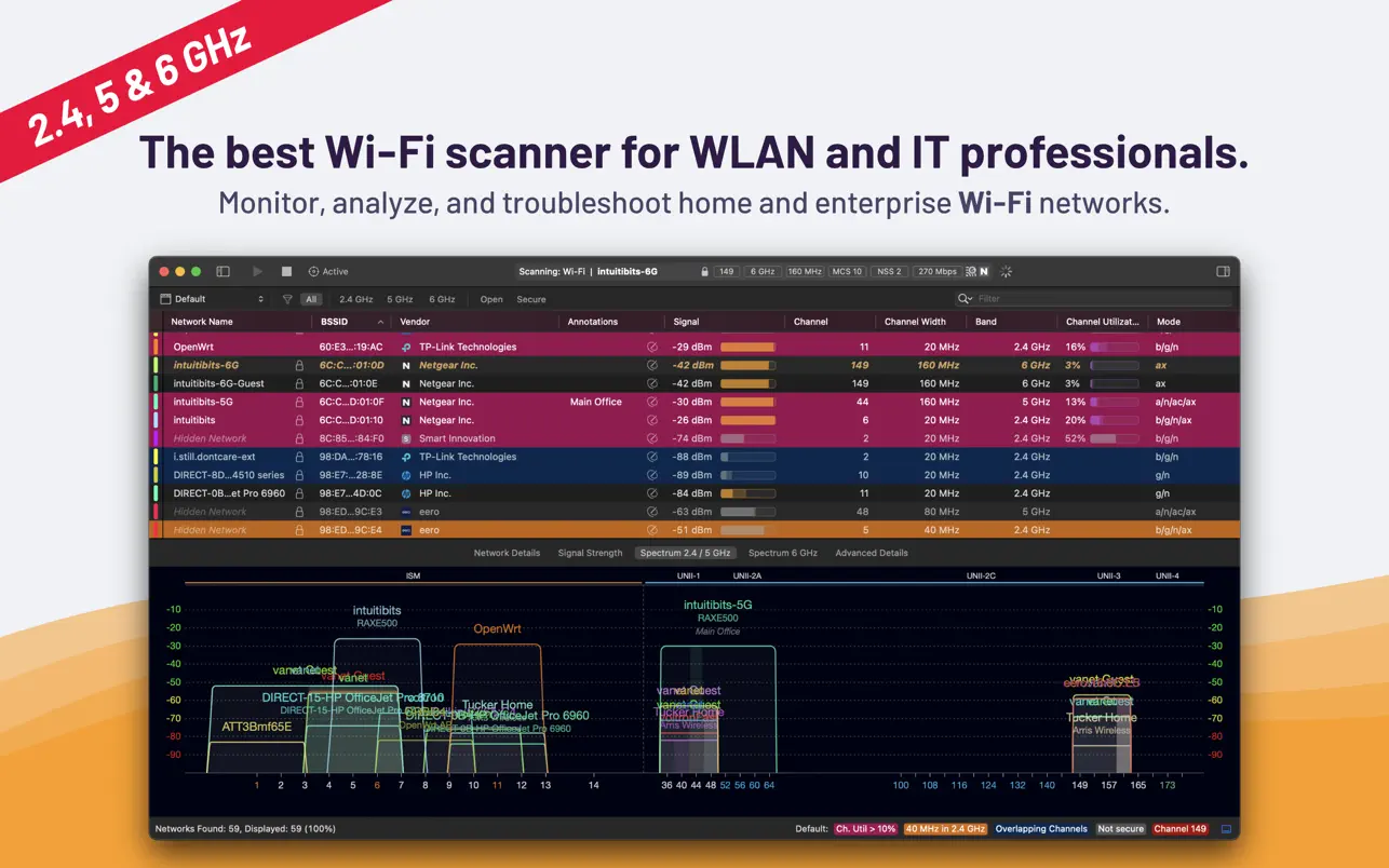 WiFi Explorer Pro for Mac v3.6.1 WiFi网络扫描管理-下载否