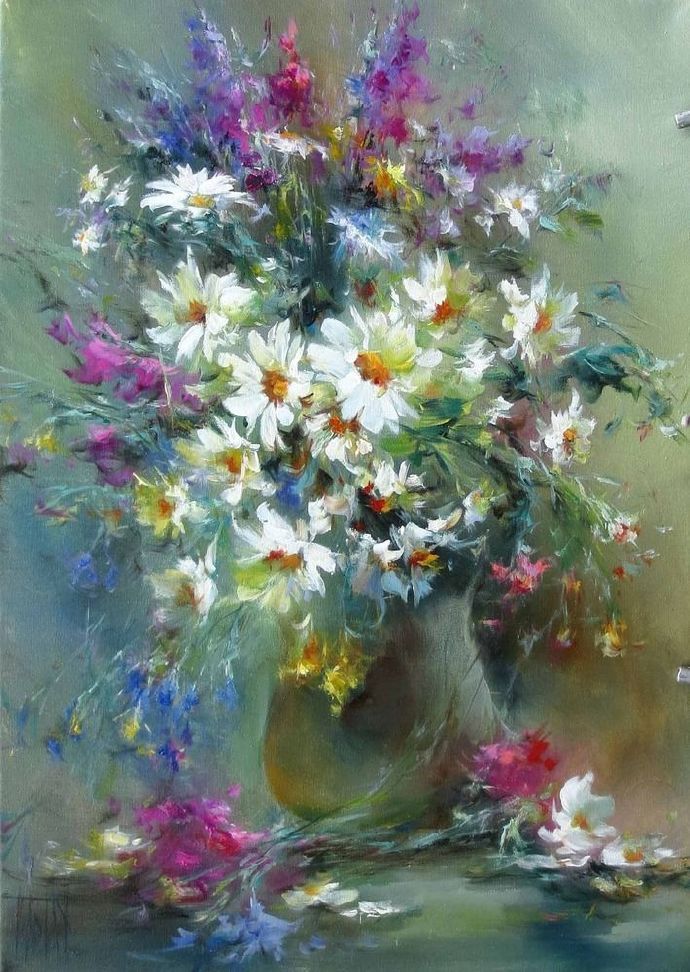 vladimir!俄罗斯画家弗拉基米尔· 巴比奇把花束画得如此之美,妖艳