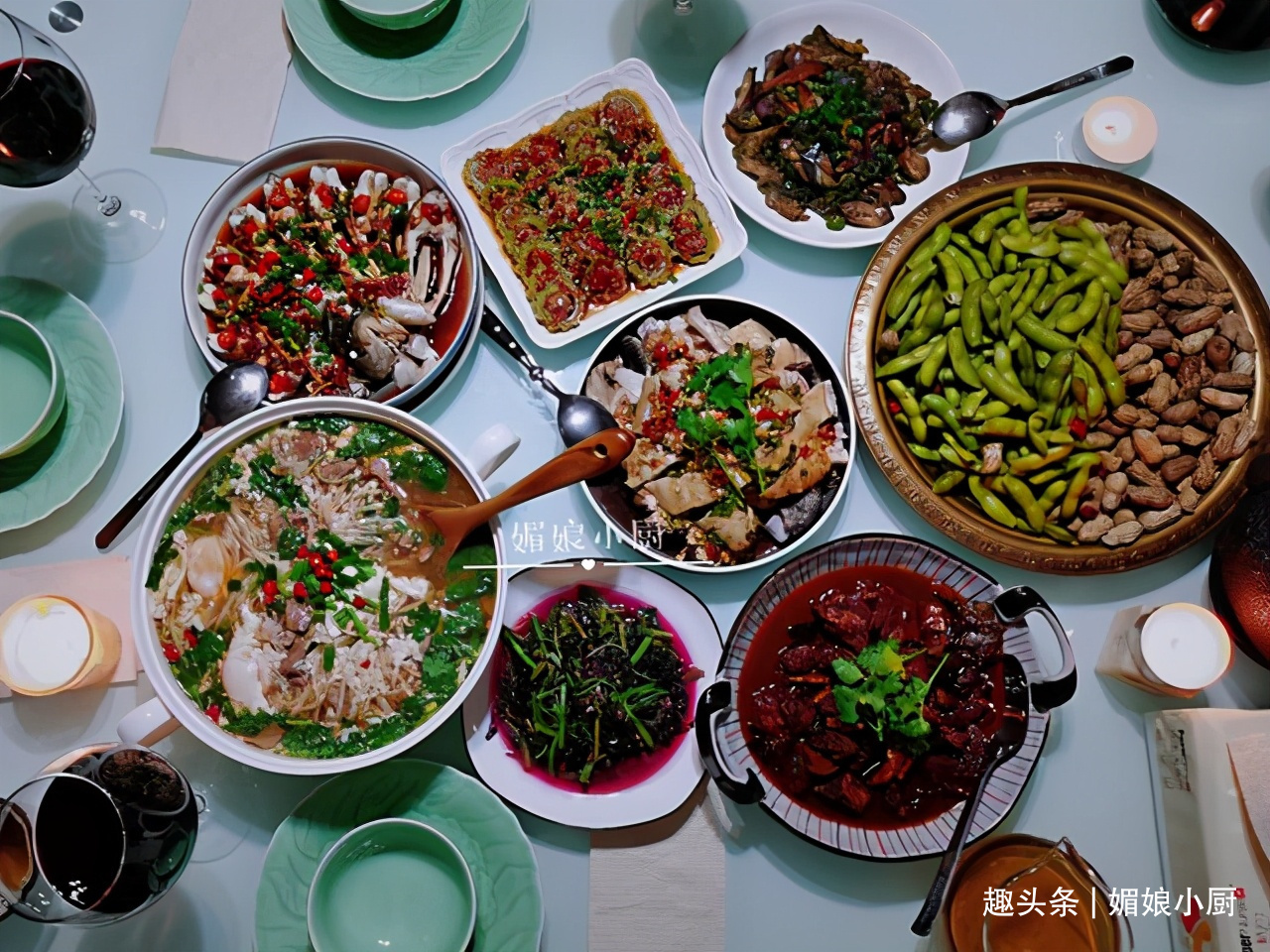 50岁阿姨家的3人晚餐,2小时做7道菜,有荤有素群友说太丰盛了