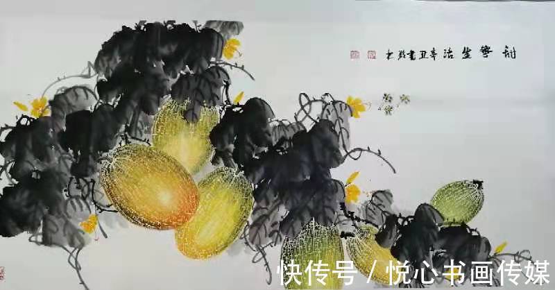 哈密瓜&河南省美协理事,著名瓜果画家史书玲国画作品欣赏