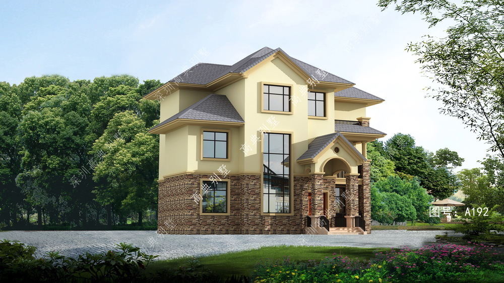 凹凸有致|实用的欧式别墅,造型凹凸有致,让人过目不忘。