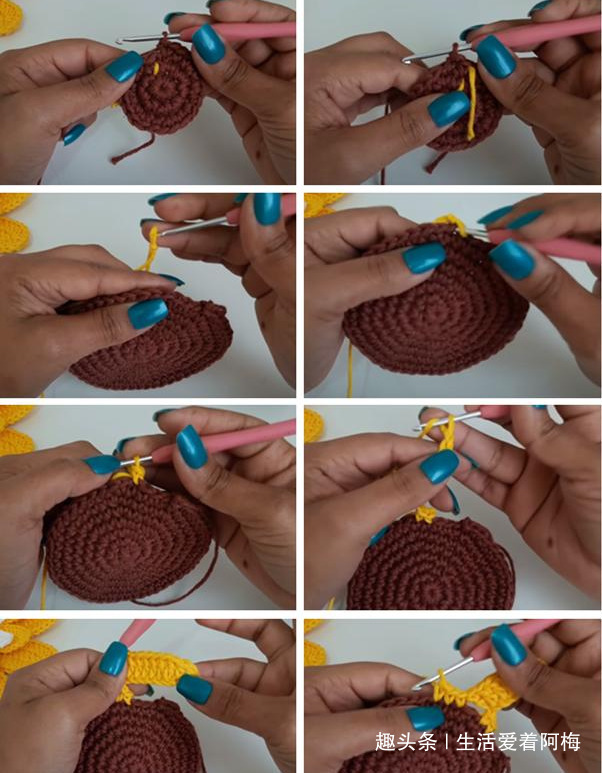 毛线钩针编织向日葵合集,DIY手工编织附图解教程