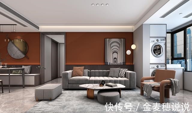 客餐厅|97㎡现代风格三居室,去繁就简,现代时尚中融入轻奢格调!