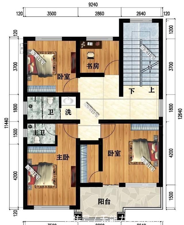 主卧室|简欧和仿古设计的两栋农村别墅，面宽9米多，都是心动款