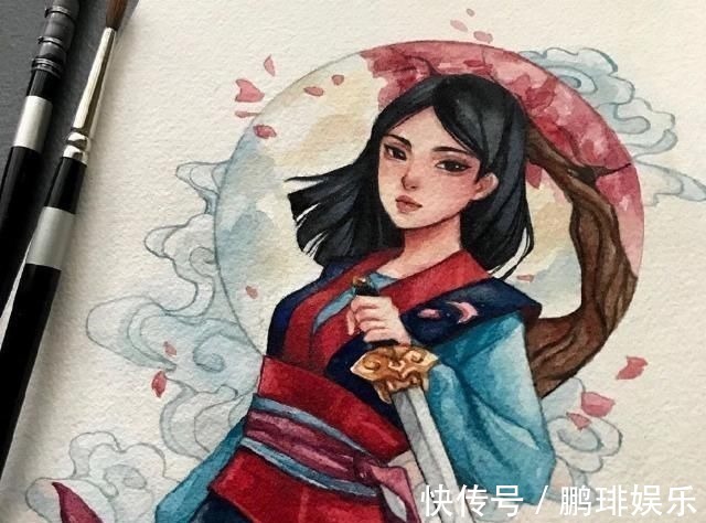 小美人鱼|水彩手绘风的迪士尼公主,艾莎美得很冷艳,花木兰国风韵味很漂亮