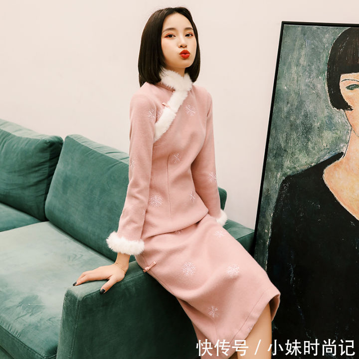 寒冬|寒冬! 一袭毛呢旗袍, 一样秀出曼妙身姿