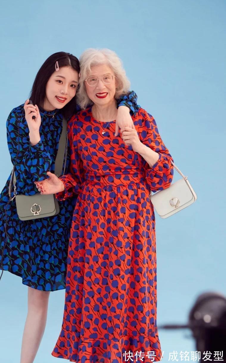 孙女|八十岁奶奶与孙女穿同款,花白头发也挡不住爱美心,时尚感不输阵