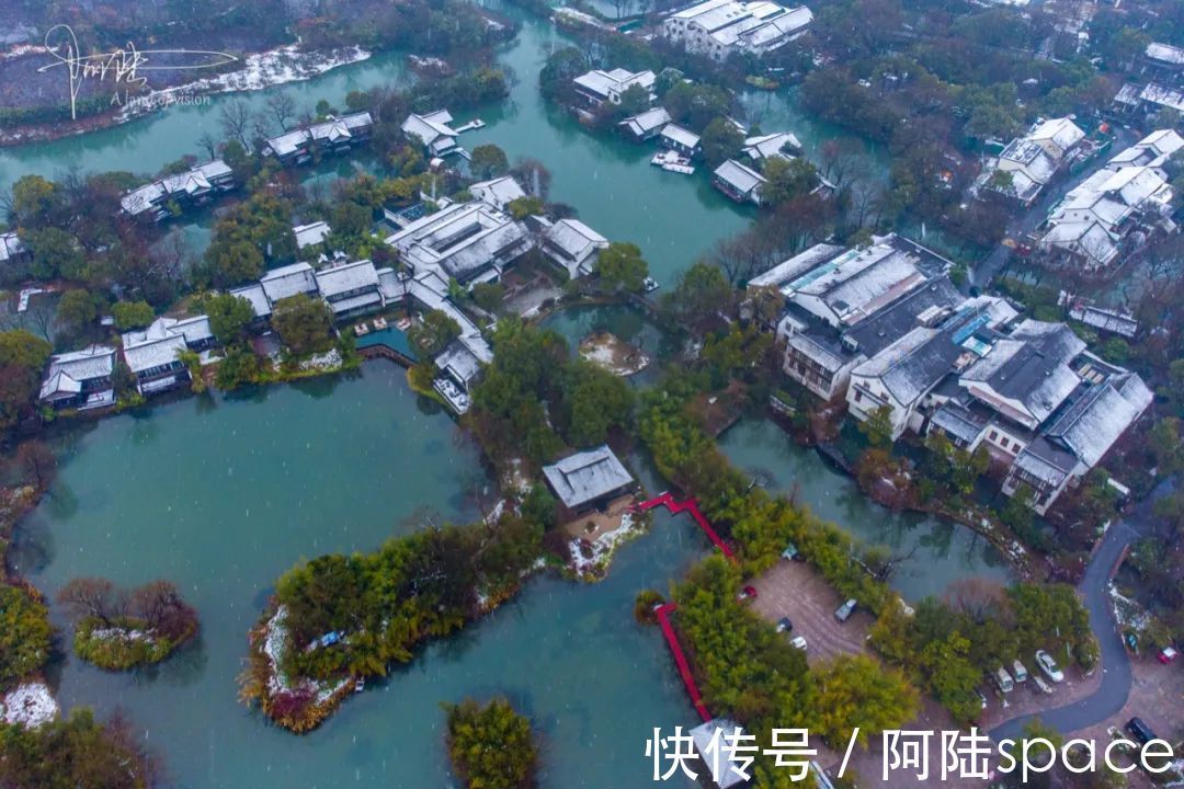 杭州|雪中游西溪，航拍视角下的湿地色彩极其丰富，但留下没几个游客