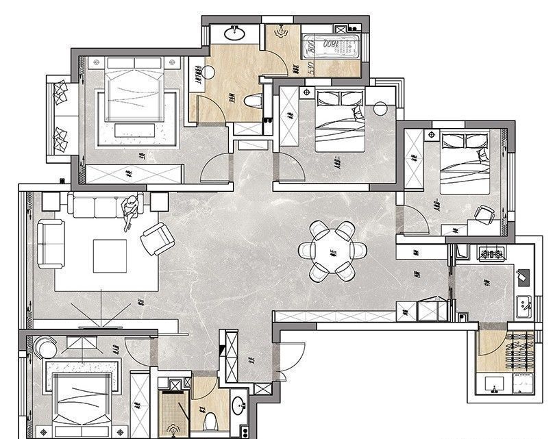 围合状|人生第一套房,170平四居室选择现代风,简约优雅有气质