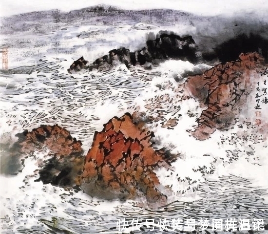 作品&他的国画作品,画面之中气势犹如千军万马,挥笔泼墨酣畅淋漓