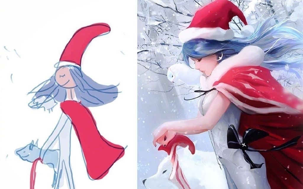 tran#都说画师是魔术师,看到这位儿子改母亲的涂鸦我信了