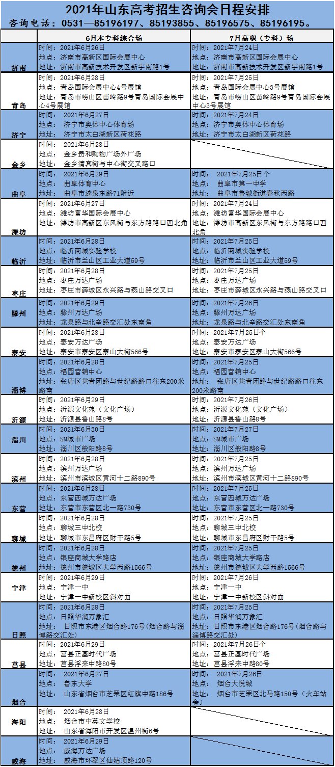 招生|6月26日！2021山东高考招生咨询会济南场提前一天举行