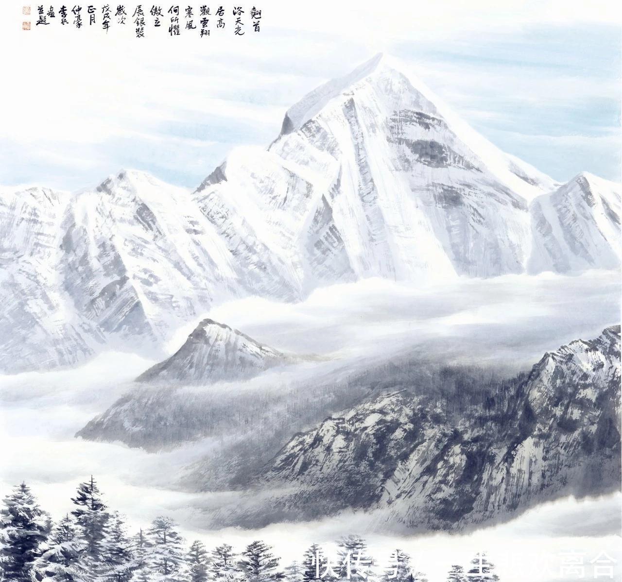 李兵画雪山，气势磅礴