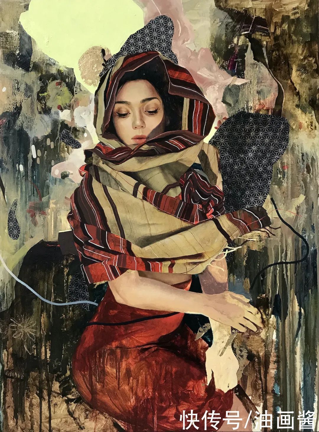 素描&韩风画家把女人画得像花一样美,看素描画,就知道是位高手