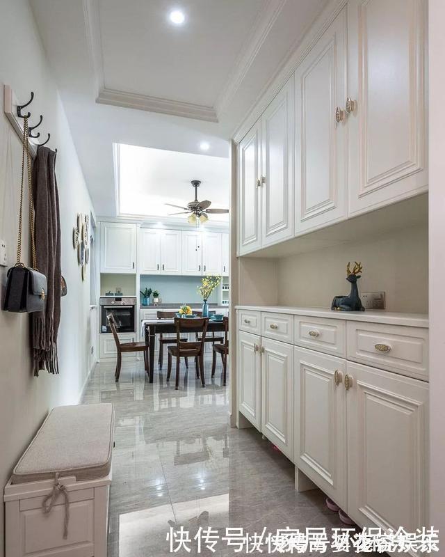 玄关|120㎡三室改四室,看起来比140㎡的还要大,经典美式风格太好看了