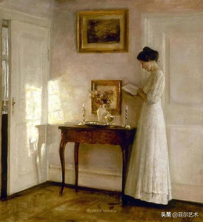 kol|丹麦画家卡尔·维尔赫姆笔下油画里安静的女子,奇妙的光影