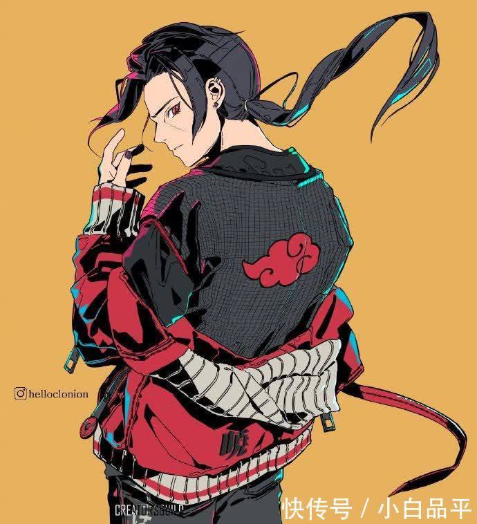 佐助|这位画师笔下的火影忍者太潮了,鸣人佐助摩托车都骑上了,帅啊