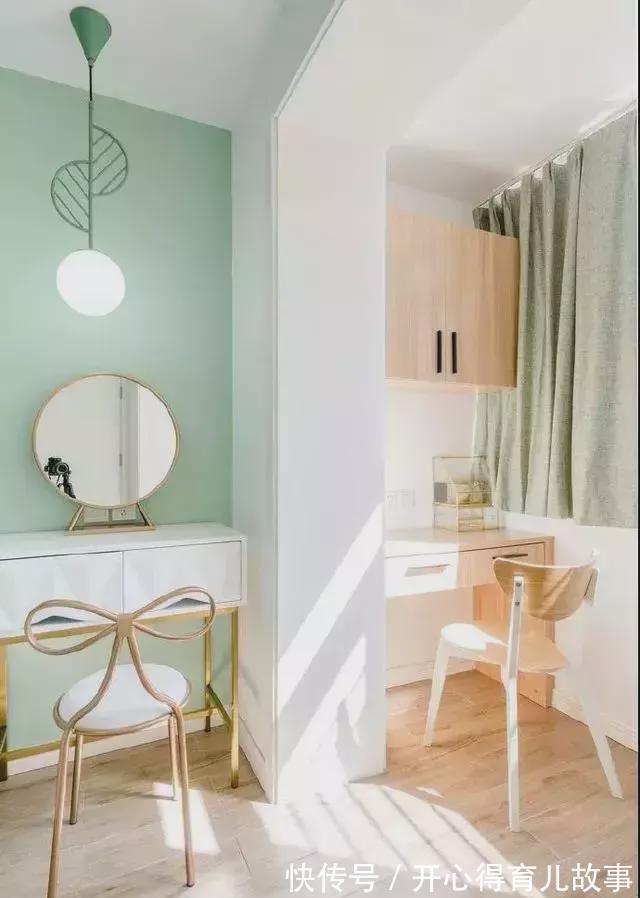 餐桌椅|50㎡小户型装修,薄荷绿+清新白,色调温软+阳光榻榻米,一见倾心