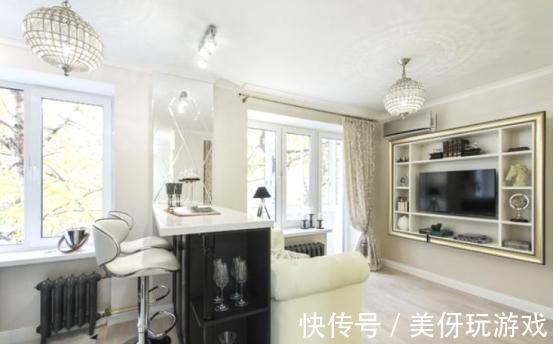 吧台|新古典风格装饰27㎡小户型,餐厅配多功能吧台,整体感觉不一样