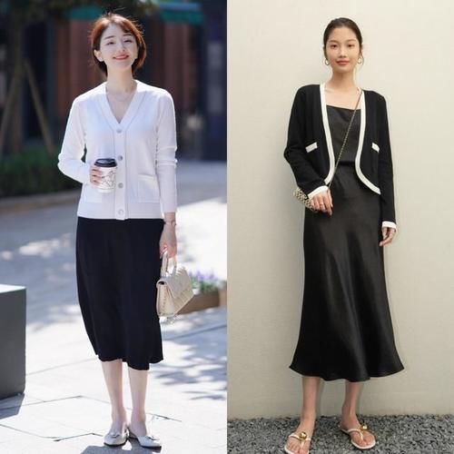 有气质|“小开衫+半身裙”，立秋这样穿，好看还很有气质，美得很高级