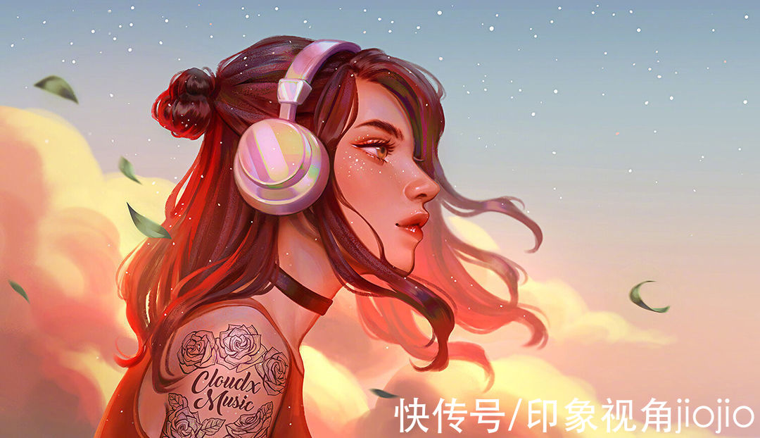 超现实主义|如星辰大海般的梦幻少女插画，高光亮眼的配色太绝了