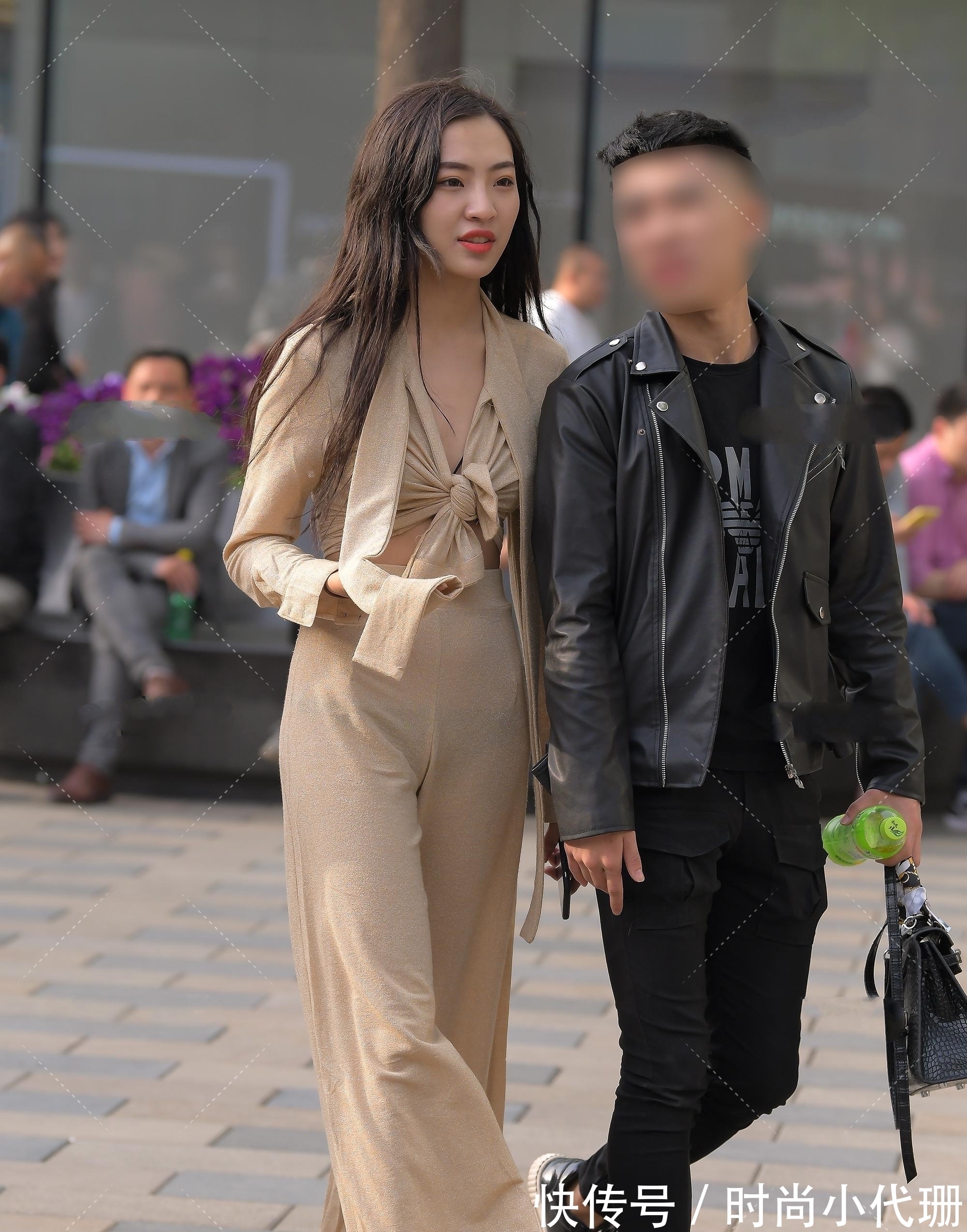 慵懒风 米黄色细闪慵懒风套装,轻松随意,优雅懒散的时尚穿搭