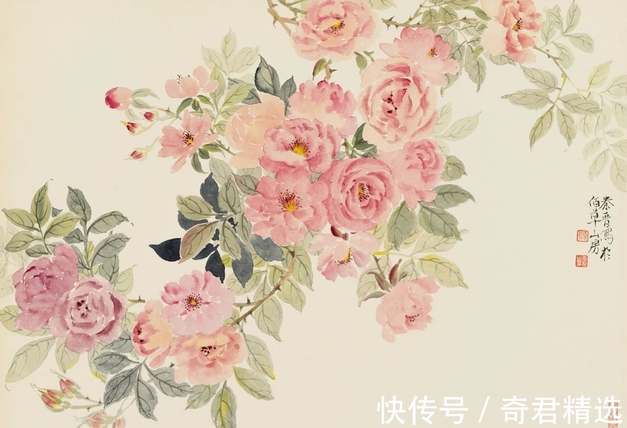 西安美术学院@「津门网」用没骨法绘制花卉,这极其考验画家对笔墨色彩的把控