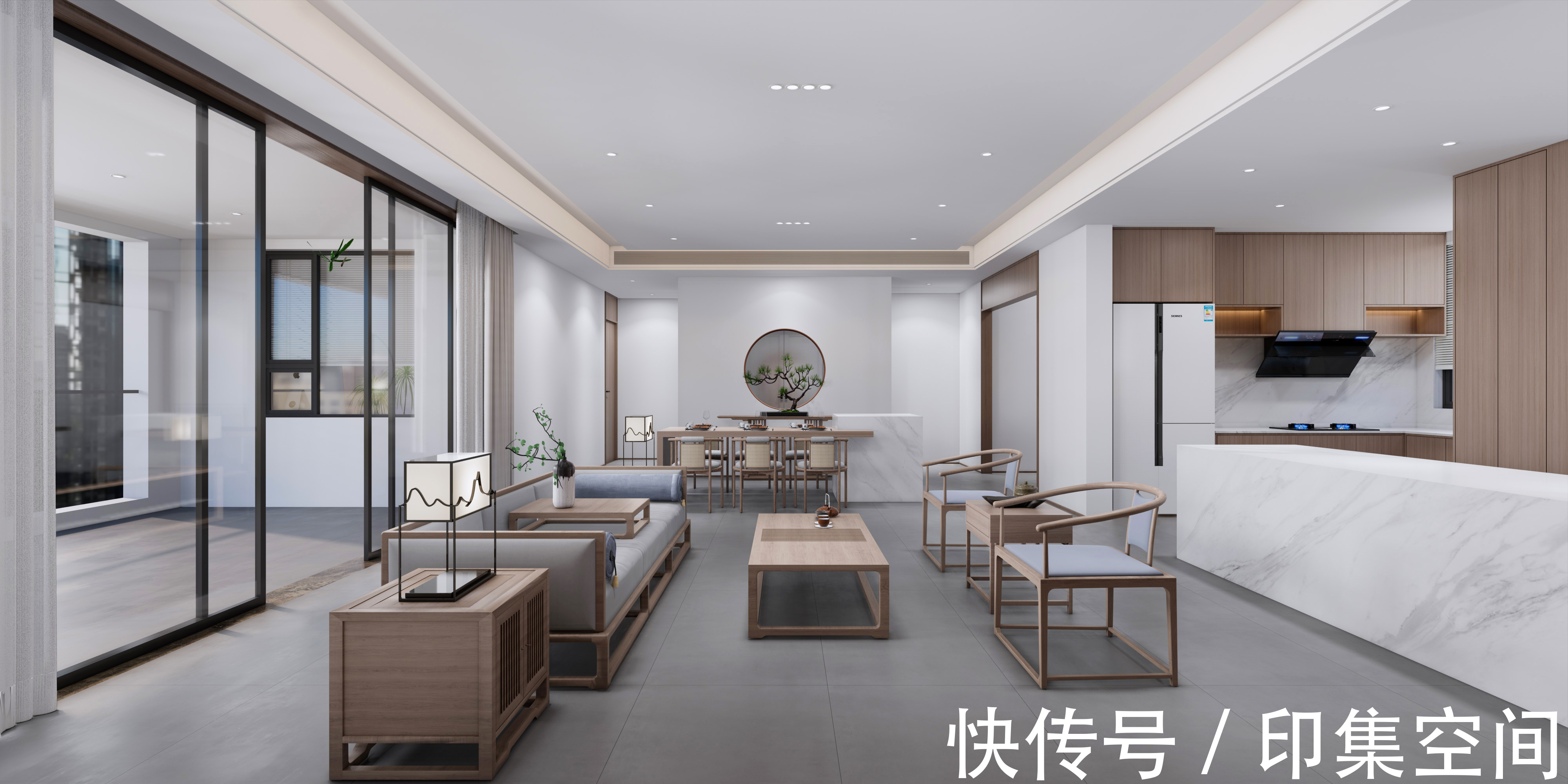 对称|4室改2室,205㎡新中式大平层