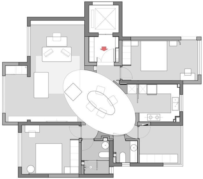 椭圆形|看了她家,才知道灯光设计有多强大,哪怕刷大白,也超有氛围感