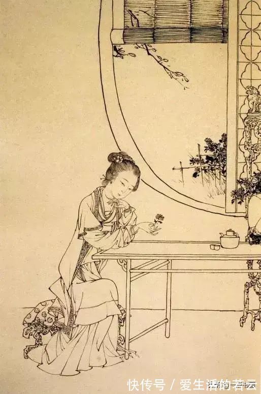 基本功@他的白描被评为“当代第一”,画仕女独辟蹊径