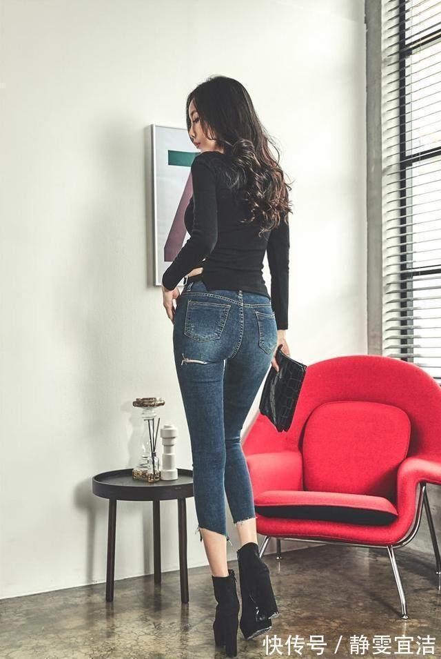 牛仔裤 拥有纤细大长腿的牛仔裤美女,展示腰身美好曲线,彰显与众不同