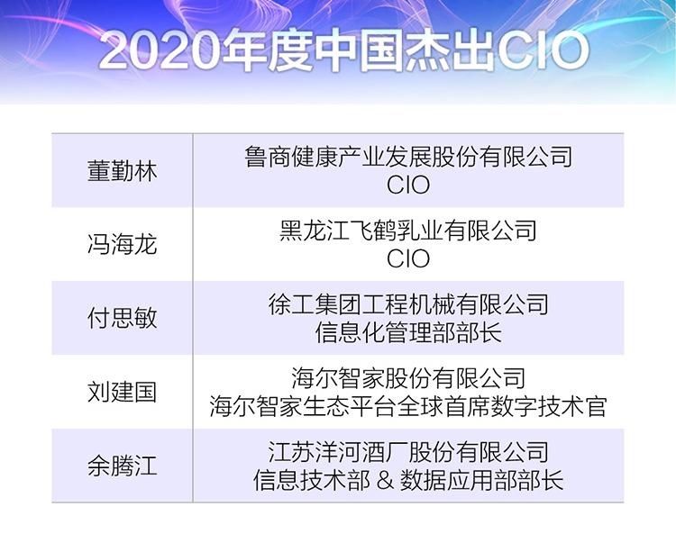 中国|＂2020年度中国优秀CIO＂系列大奖花落谁家？