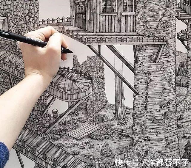 针管$全球最抠女画家，用一支2元针管笔惊艳世界，连英国皇室都惊叹