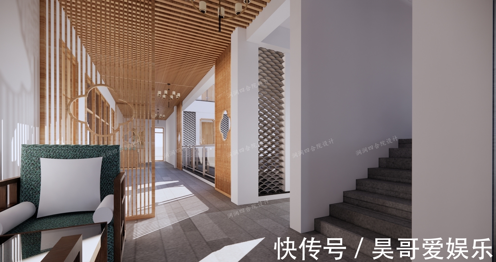 庭院|广东清远三层带地下室家族大宅现代四合院民宿28×20