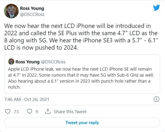 5g|苹果明年春季发布iPhone SE Plus，取代mini成为仅剩的小尺寸旗舰