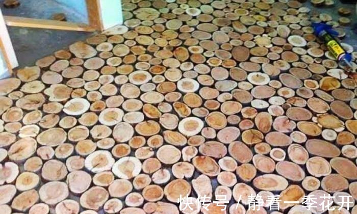 业主|业主花300买棵树锯成小段, 自创“纯实木”地板, 效果比瓷砖还棒!