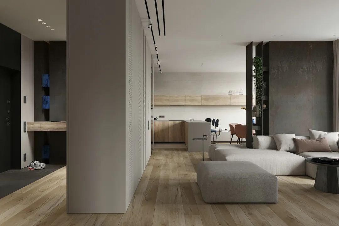 墙面|93㎡现代简约，简洁朴素+低调的灰色，营造舒适从容的氛围感