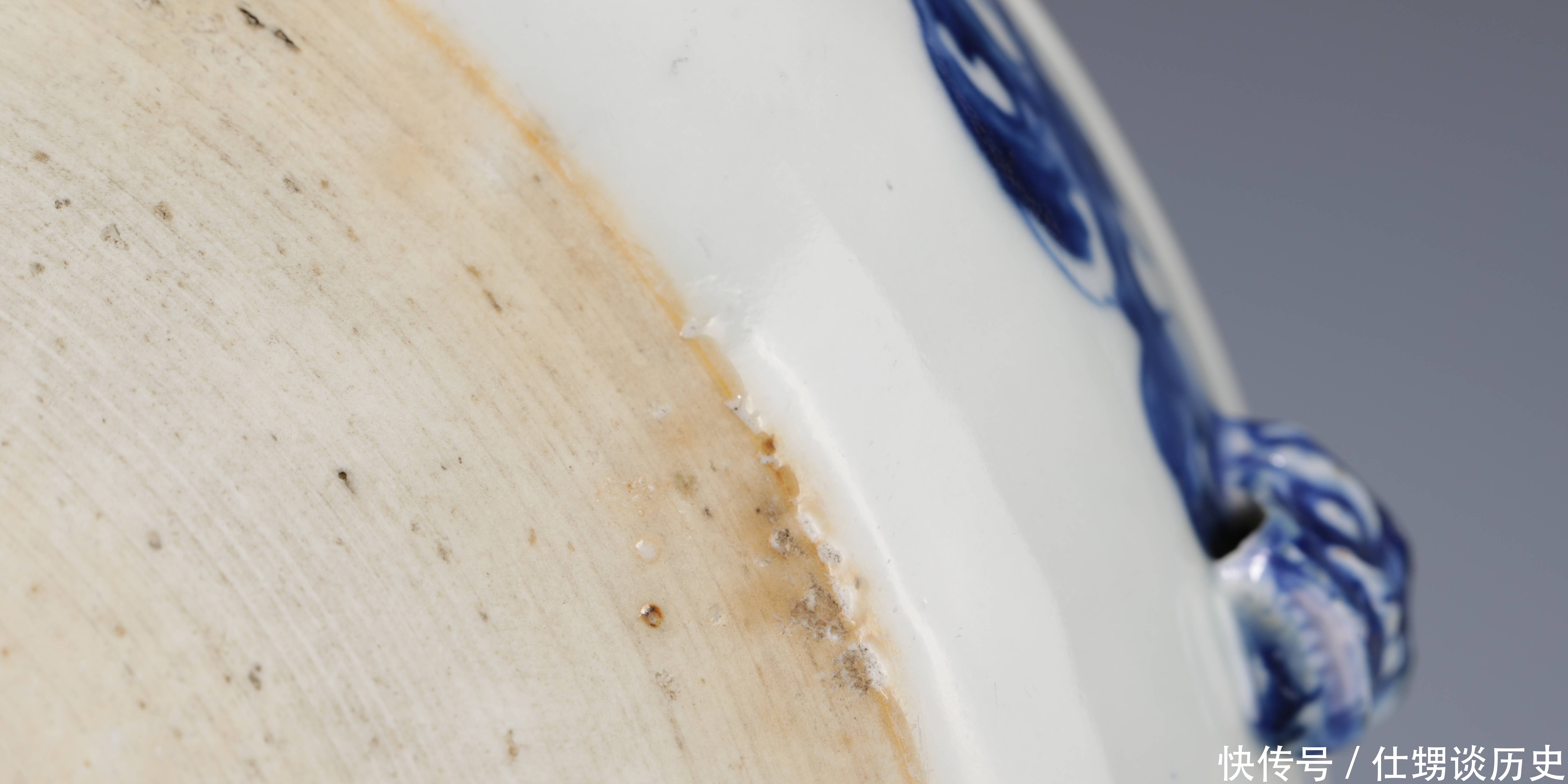 中期|清中期 青花兽耳云蝠万字花卉纹洗