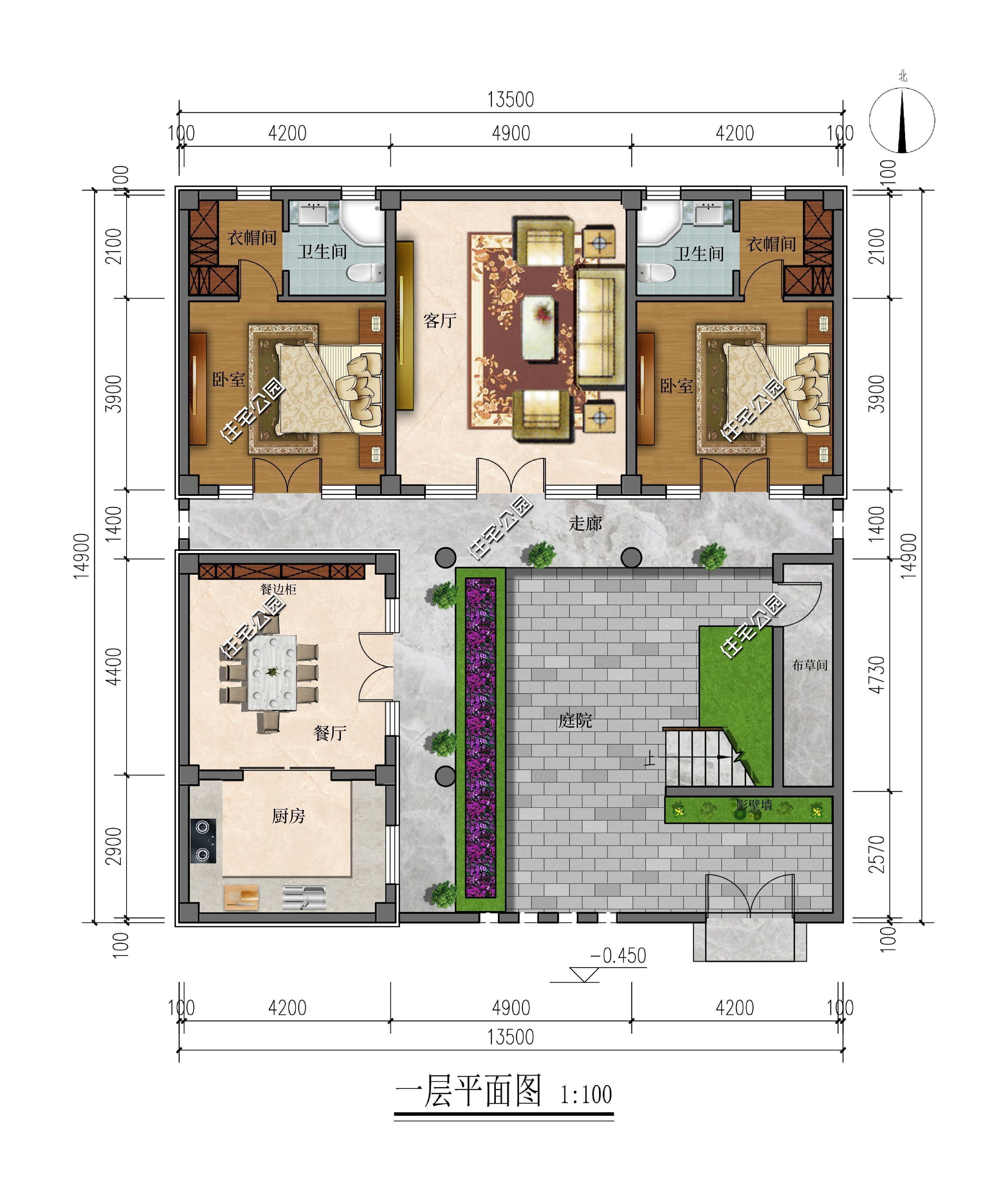 舒适度|13×14米民宿户型，卧室均为套系设计