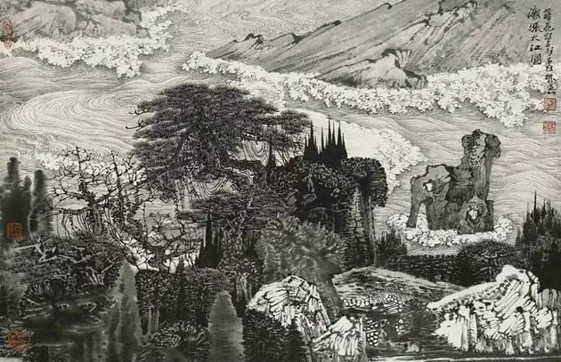 山水画$“江南鬼才”笔下的工笔山水画,色彩丰富,太震撼了!