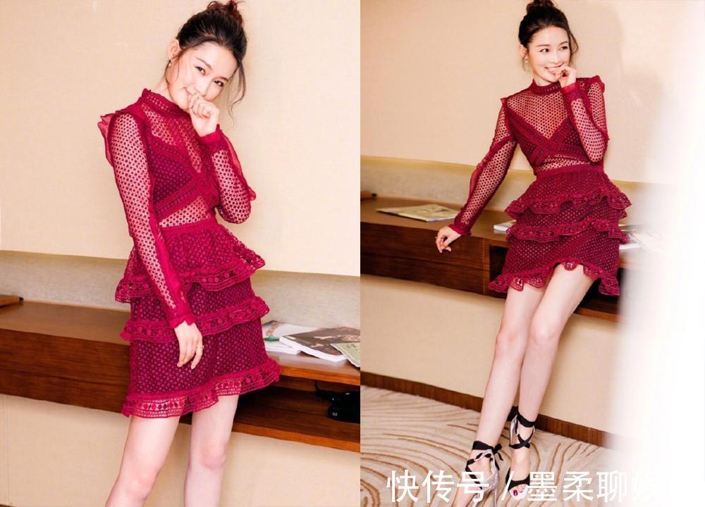 女人味|李沁身材和气质真绝了!穿大红色透视连衣裙亮相,漫画腿真吸睛