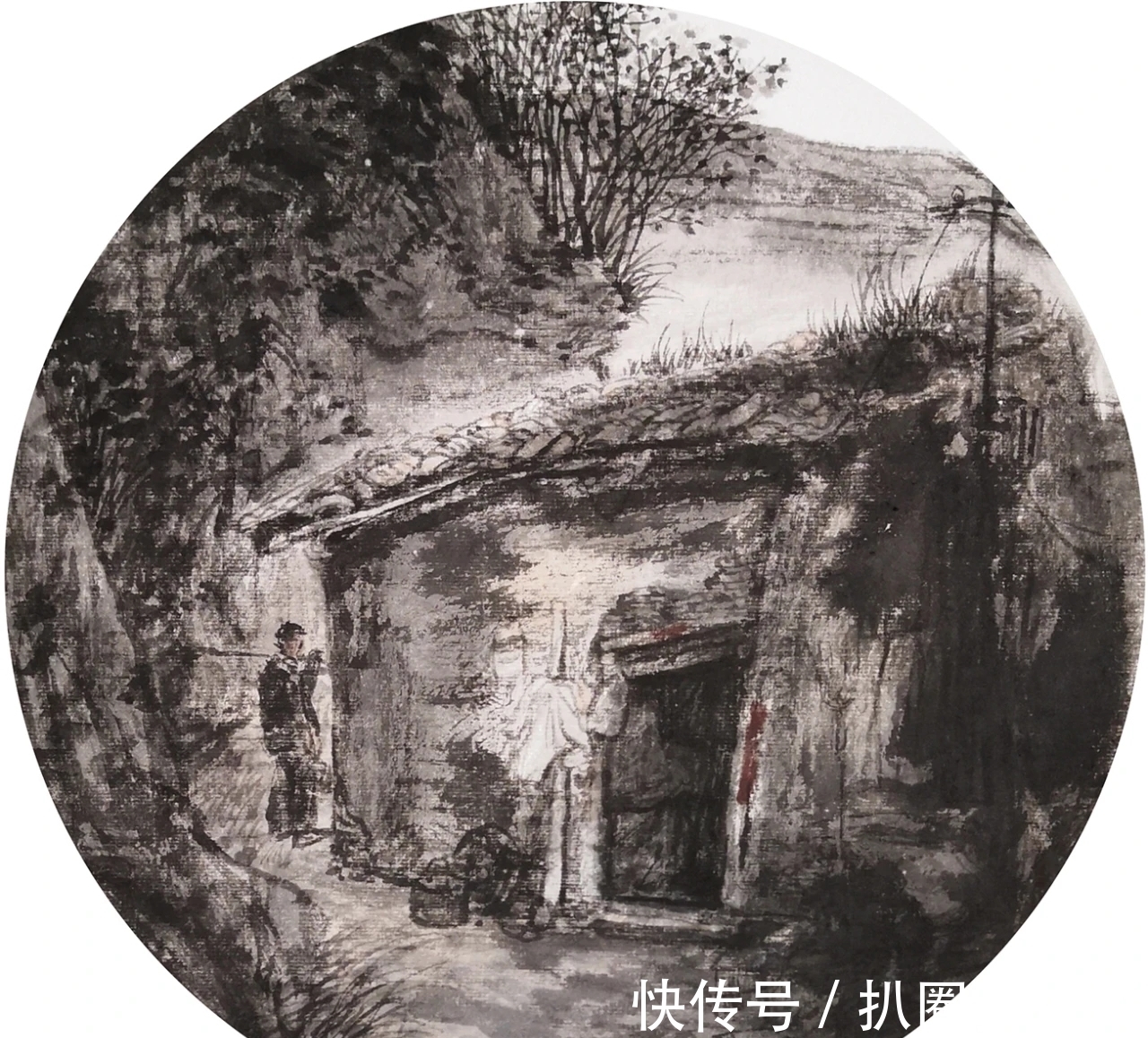 水墨$山水画｜他画的水墨乡村系列，笔墨朴实无华，但有鲜活的场景感