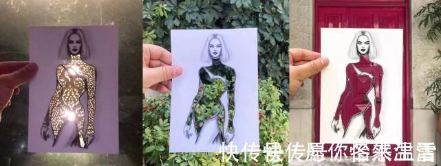 惊艳&这才是灵魂插画师!手绘图只画一半也惊艳,这衣服效果比高定还美