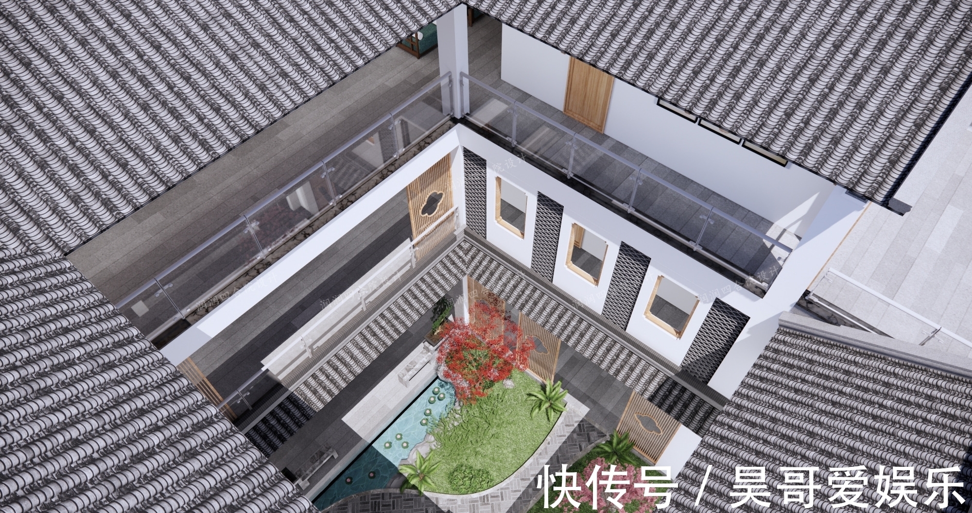 庭院|广东清远三层带地下室家族大宅现代四合院民宿28×20