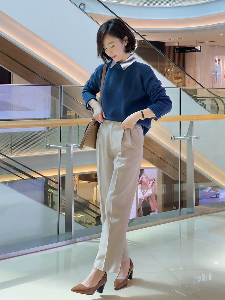 半身裙|30+女性秋后降温怎么穿?毛衣针织衫配牛仔裤高级减龄,温柔优雅