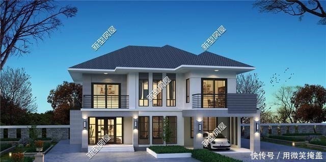 占地面积|农村别墅怎么盖才好看挑空客厅+套卧,这8套图纸25万起建!