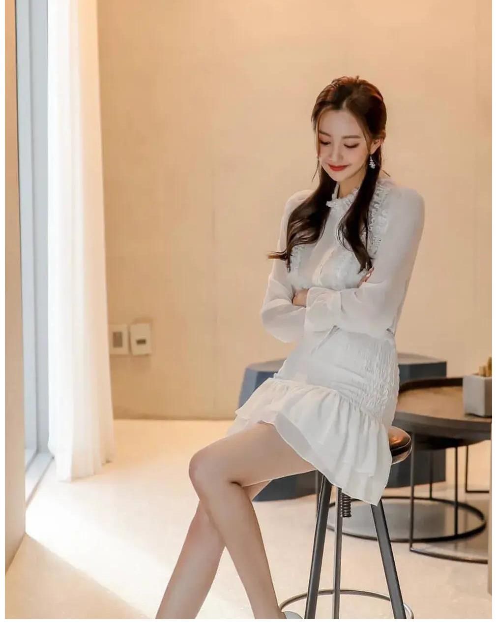 衣品|食色112——美女穿搭18 知性优雅雪纺白短裙